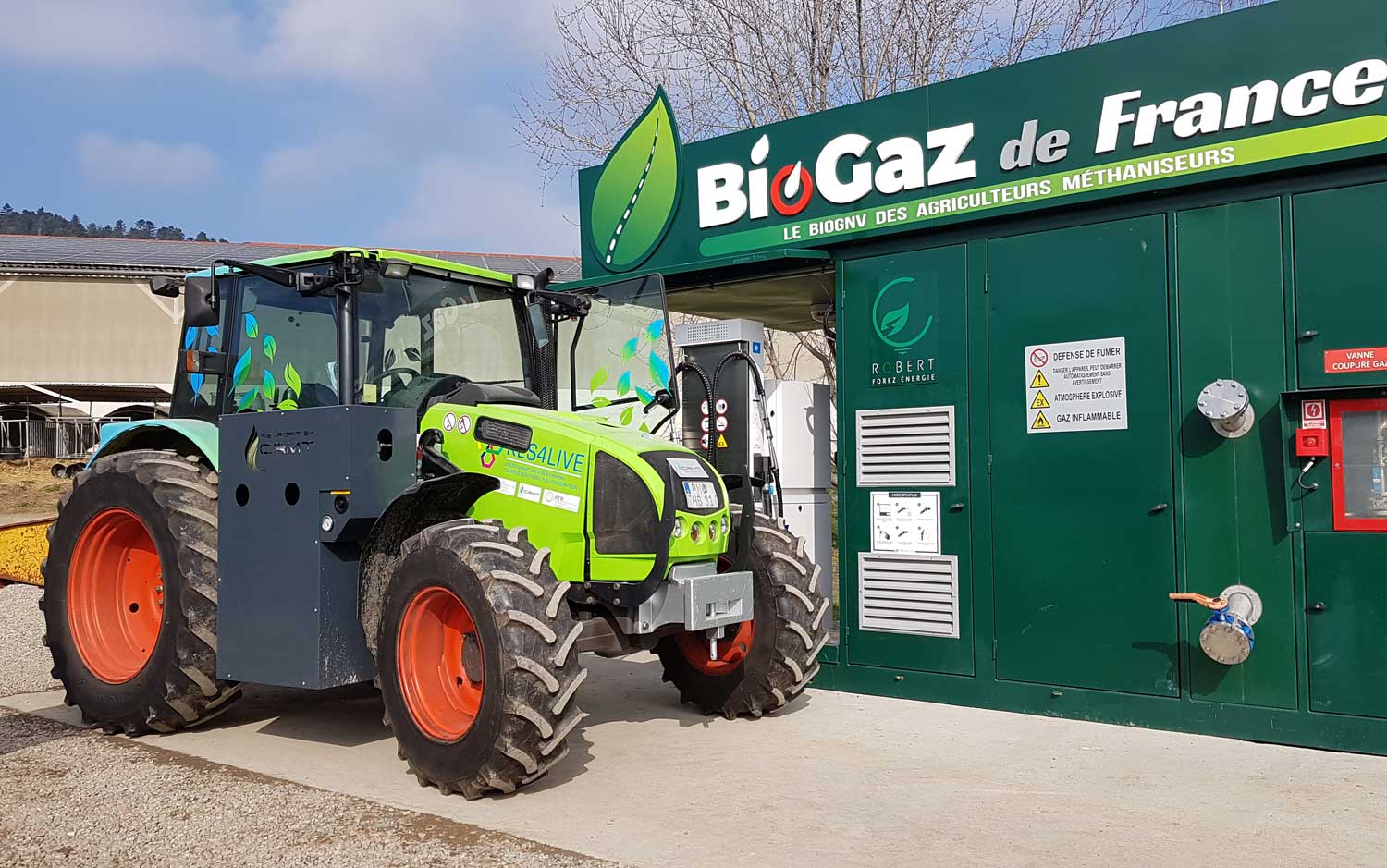 Un tracteur agricole rétrofité au biogaz